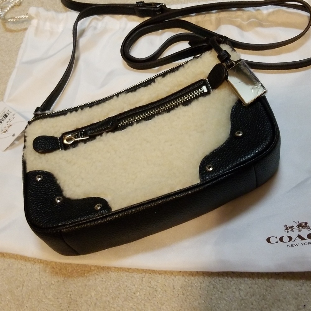 SOLD!!!Coach Shearling Rhyder Crossbody Black